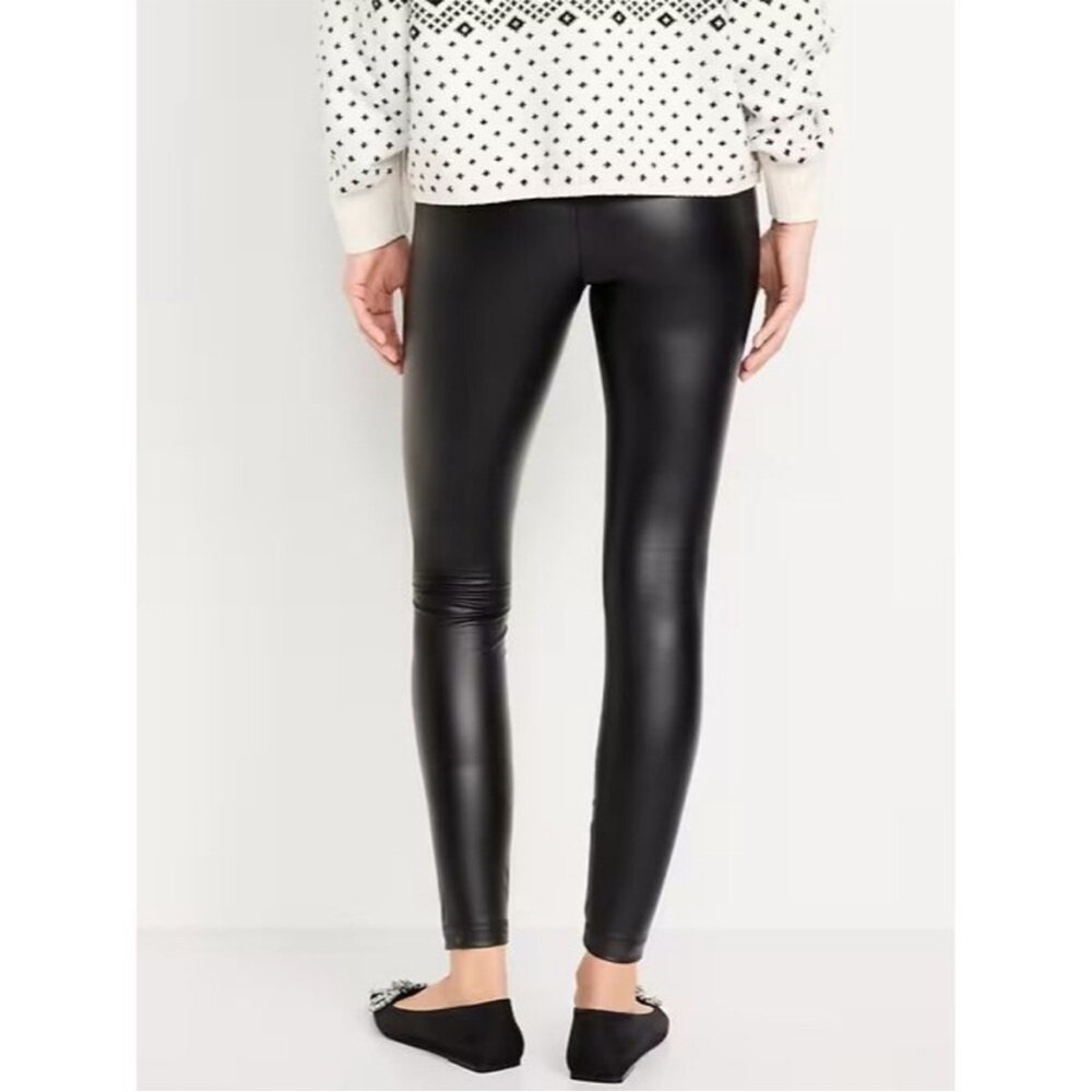 NWT Old Navy High Waisted Faux Leather Leggings, Size L (12/14), Black - Picture 2 of 5